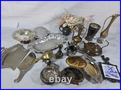 Huge Vintage Silverplate Bronze Aluminum 48 Pc Rogers Gorham Pyrex Sherida