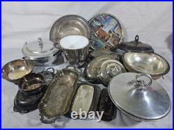 Huge Vintage Silverplate Bronze Aluminum 48 Pc Rogers Gorham Pyrex Sherida Huge Vintage Silverplate Bronze Aluminum 48 Pc Rogers Gorham Pyrex Sherida