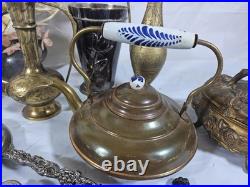 Huge Vintage Silverplate Bronze Aluminum 48 Pc Rogers Gorham Pyrex Sherida