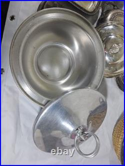 Huge Vintage Silverplate Bronze Aluminum 48 Pc Rogers Gorham Pyrex Sherida