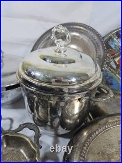 Huge Vintage Silverplate Bronze Aluminum 48 Pc Rogers Gorham Pyrex Sherida