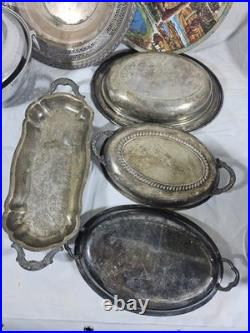 Huge Vintage Silverplate Bronze Aluminum 48 Pc Rogers Gorham Pyrex Sherida