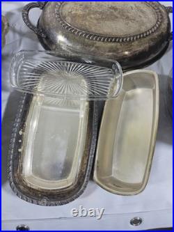 Huge Vintage Silverplate Bronze Aluminum 48 Pc Rogers Gorham Pyrex Sherida