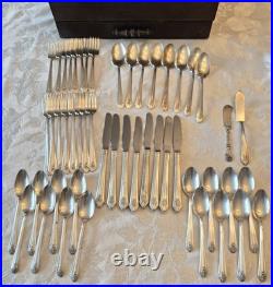 IS Co Genuine Wm. Rogers Sectional SilverPlate 50 Piece Silverware Set with Case