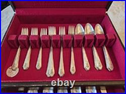 IS Co Genuine Wm. Rogers Sectional SilverPlate 50 Piece Silverware Set with Case