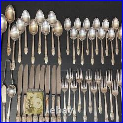 Ilz2 1847 Rogers Brothers Silverplate Flatware First Love 61 Pieces St135