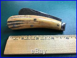 JOSEPH ROGERS & SONS HAWKBILL ca. 1850-60 BEAUTIFUL STAG THICK SCALES & BALDE AND