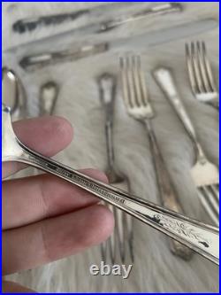 Kingston Silver plate 24 Pc Simeon And George Rogers Flatware Set With Case 1929
