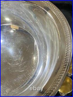 LARGE Silver Plate Pedestal Punch Bowl FB Rogers With Ladle Large Tray & 12 Cups