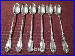 LA VIGNE 6 Iced Tea Spoons 1908 Rogers Silverplate Grapes S Monograms