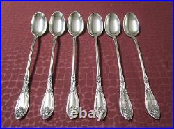 LA VIGNE 6 Iced Tea Spoons 1908 Rogers Silverplate Grapes S Monograms