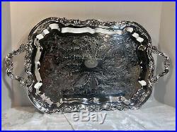 LG Silver plated Tray Antique FB Rogers Footed Waiter Buttler Lady Margaret 6377