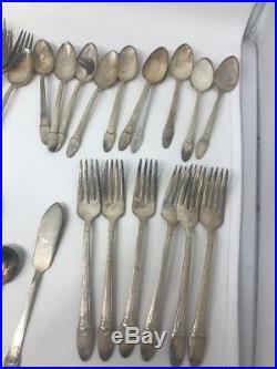 LOT Vintage 1847 Rogers Bros Silverplate Flatware Serving 47 Pieces First Love