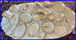 LOT of 24 Silverplate Silver Plate Serving Trays Dishes Platters Plated Vintage LOT of 24 Silverplate Silver Plate Serving Trays Dishes Platters Plated Vintage