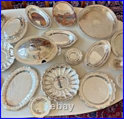 LOT of 24 Silverplate Silver Plate Serving Trays Dishes Platters Plated Vintage LOT of 24 Silverplate Silver Plate Serving Trays Dishes Platters Plated Vintage
