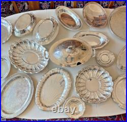 LOT of 24 Silverplate Silver Plate Serving Trays Dishes Platters Plated Vintage LOT of 24 Silverplate Silver Plate Serving Trays Dishes Platters Plated Vintage