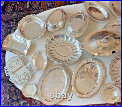 LOT of 24 Silverplate Silver Plate Serving Trays Dishes Platters Plated Vintage LOT of 24 Silverplate Silver Plate Serving Trays Dishes Platters Plated Vintage