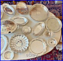 LOT of 24 Silverplate Silver Plate Serving Trays Dishes Platters Plated Vintage LOT of 24 Silverplate Silver Plate Serving Trays Dishes Platters Plated Vintage