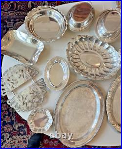 LOT of 24 Silverplate Silver Plate Serving Trays Dishes Platters Plated Vintage LOT of 24 Silverplate Silver Plate Serving Trays Dishes Platters Plated Vintage