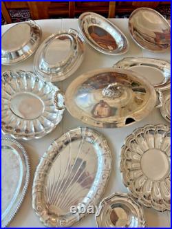 LOT of 24 Silverplate Silver Plate Serving Trays Dishes Platters Plated Vintage LOT of 24 Silverplate Silver Plate Serving Trays Dishes Platters Plated Vintage
