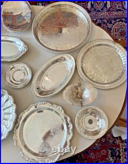 LOT of 24 Silverplate Silver Plate Serving Trays Dishes Platters Plated Vintage LOT of 24 Silverplate Silver Plate Serving Trays Dishes Platters Plated Vintage