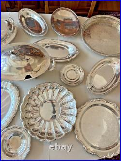 LOT of 24 Silverplate Silver Plate Serving Trays Dishes Platters Plated Vintage LOT of 24 Silverplate Silver Plate Serving Trays Dishes Platters Plated Vintage