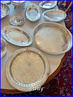 LOT of 24 Silverplate Silver Plate Serving Trays Dishes Platters Plated Vintage LOT of 24 Silverplate Silver Plate Serving Trays Dishes Platters Plated Vintage