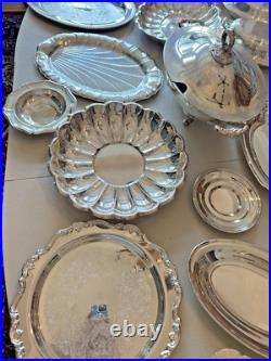 LOT of 24 Silverplate Silver Plate Serving Trays Dishes Platters Plated Vintage LOT of 24 Silverplate Silver Plate Serving Trays Dishes Platters Plated Vintage