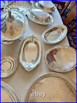 LOT of 24 Silverplate Silver Plate Serving Trays Dishes Platters Plated Vintage LOT of 24 Silverplate Silver Plate Serving Trays Dishes Platters Plated Vintage