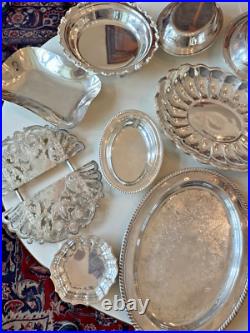 LOT of 24 Silverplate Silver Plate Serving Trays Dishes Platters Plated Vintage LOT of 24 Silverplate Silver Plate Serving Trays Dishes Platters Plated Vintage