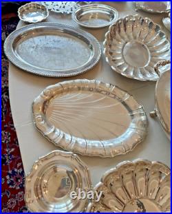 LOT of 24 Silverplate Silver Plate Serving Trays Dishes Platters Plated Vintage LOT of 24 Silverplate Silver Plate Serving Trays Dishes Platters Plated Vintage