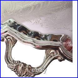 Large FB Rogers Silverplate Footed Butler Serving Tray 27.5