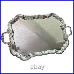 Large FB Rogers Silverplate Footed Butler Serving Tray 27.5