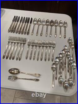 Large Lot 44 Pieces 1847 Rogers IS Flatware FIRST LOVE Pattern Free Shipping