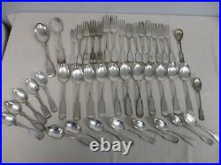 Large Lot Antique Fiddle Thread Silverplate Flatware Rogers Reed Barton & More