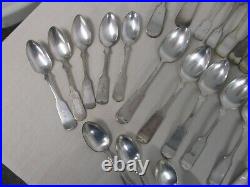 Large Lot Antique Fiddle Thread Silverplate Flatware Rogers Reed Barton & More