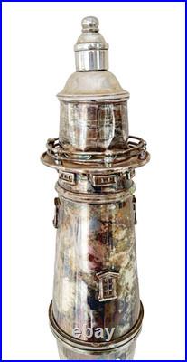 Lighthouse Cocktail Shaker Silver Plate F. B. Rogers Silver Co. Crown Hallmark