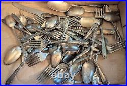 Lot of 274 Vintage Silver Plate Flatware Spoons Forks Arts Crafts Spoon Jewelry