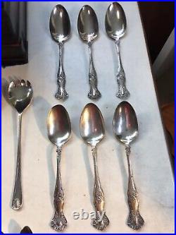(Lot of 33) Vtg Silverplate Serving Pieces plus Original Rogers Mahogany Chest