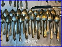 Lot of 77 Pcs Mixed Silver Plate Vintage Flatware Rogers, Oneida, Wallace +