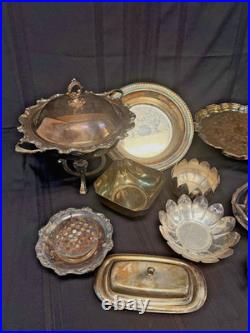 Lot of Assorted Vintage Silverplate Trays Platter Bowls Cake Stand Towle Wallace