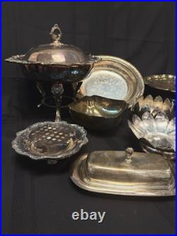 Lot of Assorted Vintage Silverplate Trays Platter Bowls Cake Stand Towle Wallace
