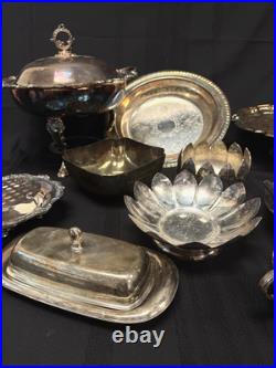 Lot of Assorted Vintage Silverplate Trays Platter Bowls Cake Stand Towle Wallace