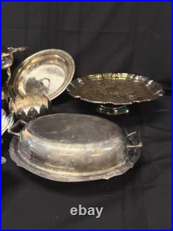 Lot of Assorted Vintage Silverplate Trays Platter Bowls Cake Stand Towle Wallace