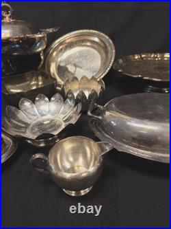 Lot of Assorted Vintage Silverplate Trays Platter Bowls Cake Stand Towle Wallace