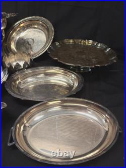 Lot of Assorted Vintage Silverplate Trays Platter Bowls Cake Stand Towle Wallace