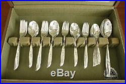 MAGIC ROSE 1847 Rogers silverplate 57pc COMPLETE SET for 8 in original chest