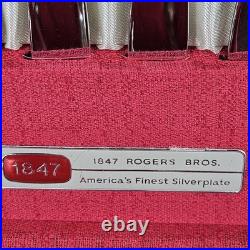 MCM 1847 Rogers Bros 53 Pc Flair Silverware Serving Set With Wooden Case