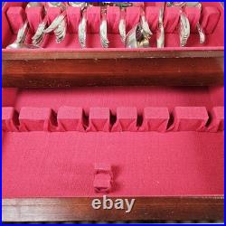 MCM 1847 Rogers Bros 53 Pc Flair Silverware Serving Set With Wooden Case