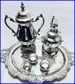 Magnificent Antique Large Tea Set of Six WM Rogers on EPCA Tray Silver Plated